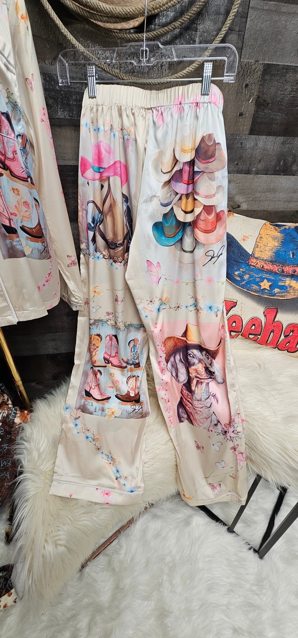Baha Ranch Danilo Painted Cowgirl Satin Long Pajamas - I Bought a Yard Sale