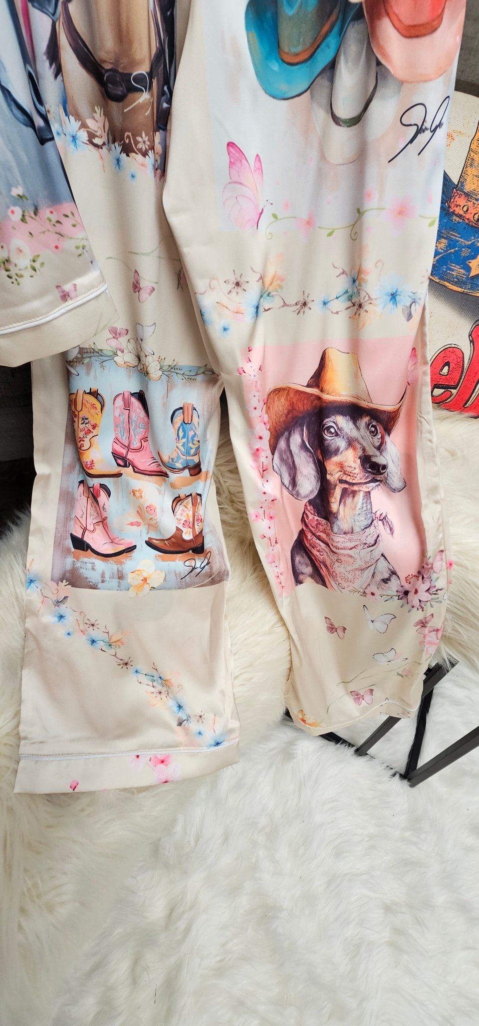 Baha Ranch Danilo Painted Cowgirl Satin Long Pajamas - I Bought a Yard Sale