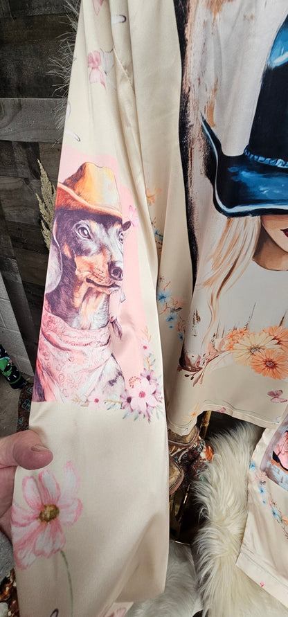 Baha Ranch Danilo Painted Cowgirl Satin Long Pajamas - I Bought a Yard Sale