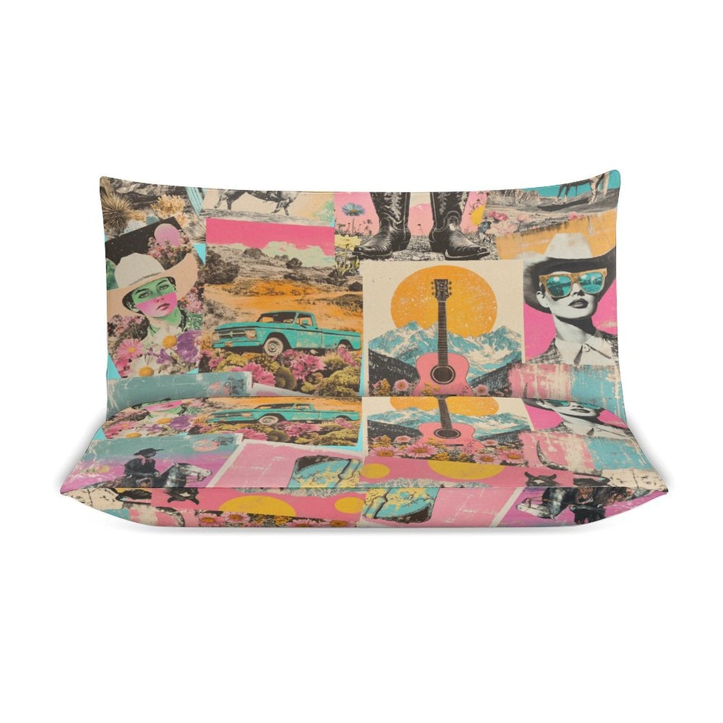 Baha Ranch Retro Pop Western 3 - Piece Bedding Set (1 Duvet Cover + 2 Pillow Shams) – 102"×90" - I Bought a Yard Sale