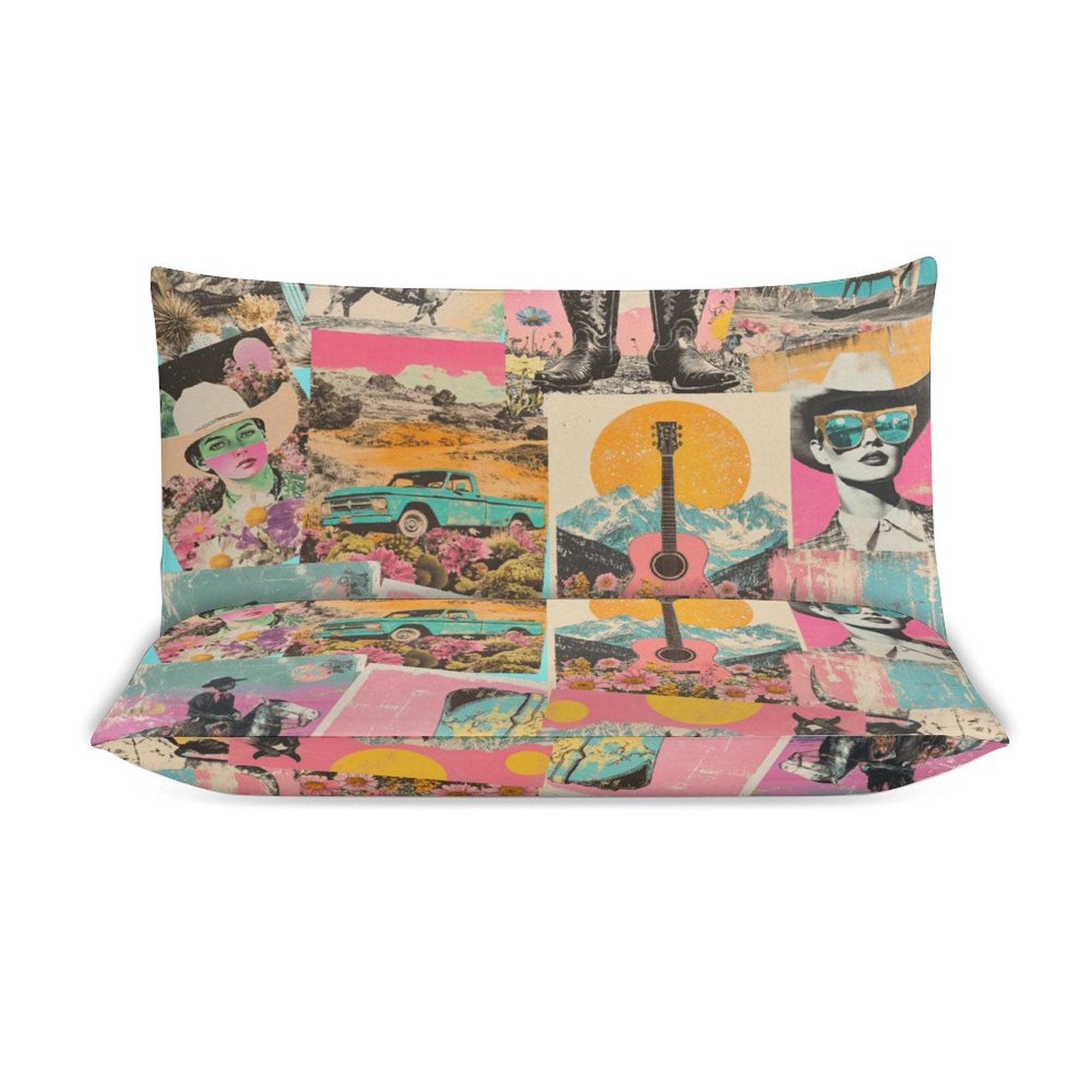 Baha Ranch Retro Pop Western 3 - Piece Bedding Set (1 Duvet Cover + 2 Pillow Shams) – 102"×90" - I Bought a Yard Sale