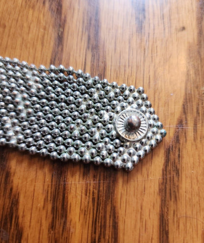Beaded Cuff Bracelet Silver Tone - I Bought a Yard Sale