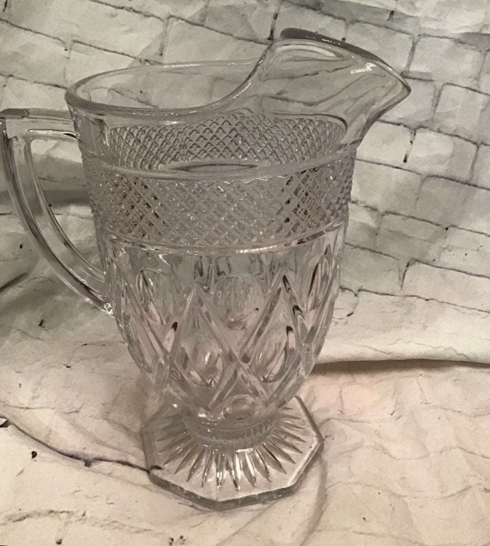 Beautiful vintage pitcher by Imperial Glass in the popular Cape Cod pattern - I Bought a Yard Sale