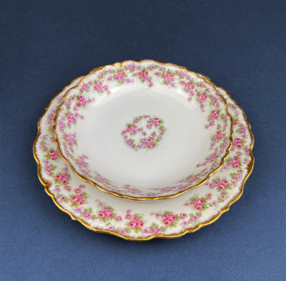 Berry Bowls by Limoges Elite. Set of Eight Berry Bowls. 5 inch Serving Bowls with Pink Roses & Scalloped Rim. - I Bought a Yard Sale