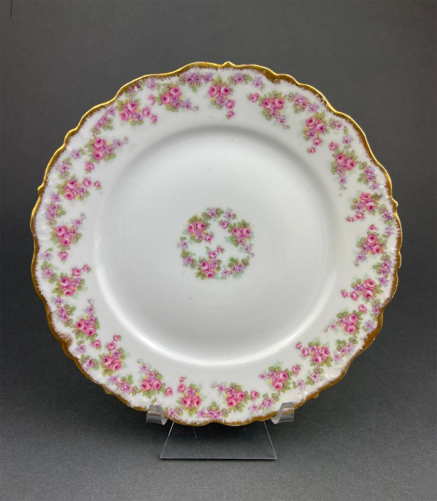 Berry Bowls by Limoges Elite. Set of Eight Berry Bowls. 5 inch Serving Bowls with Pink Roses & Scalloped Rim. - I Bought a Yard Sale