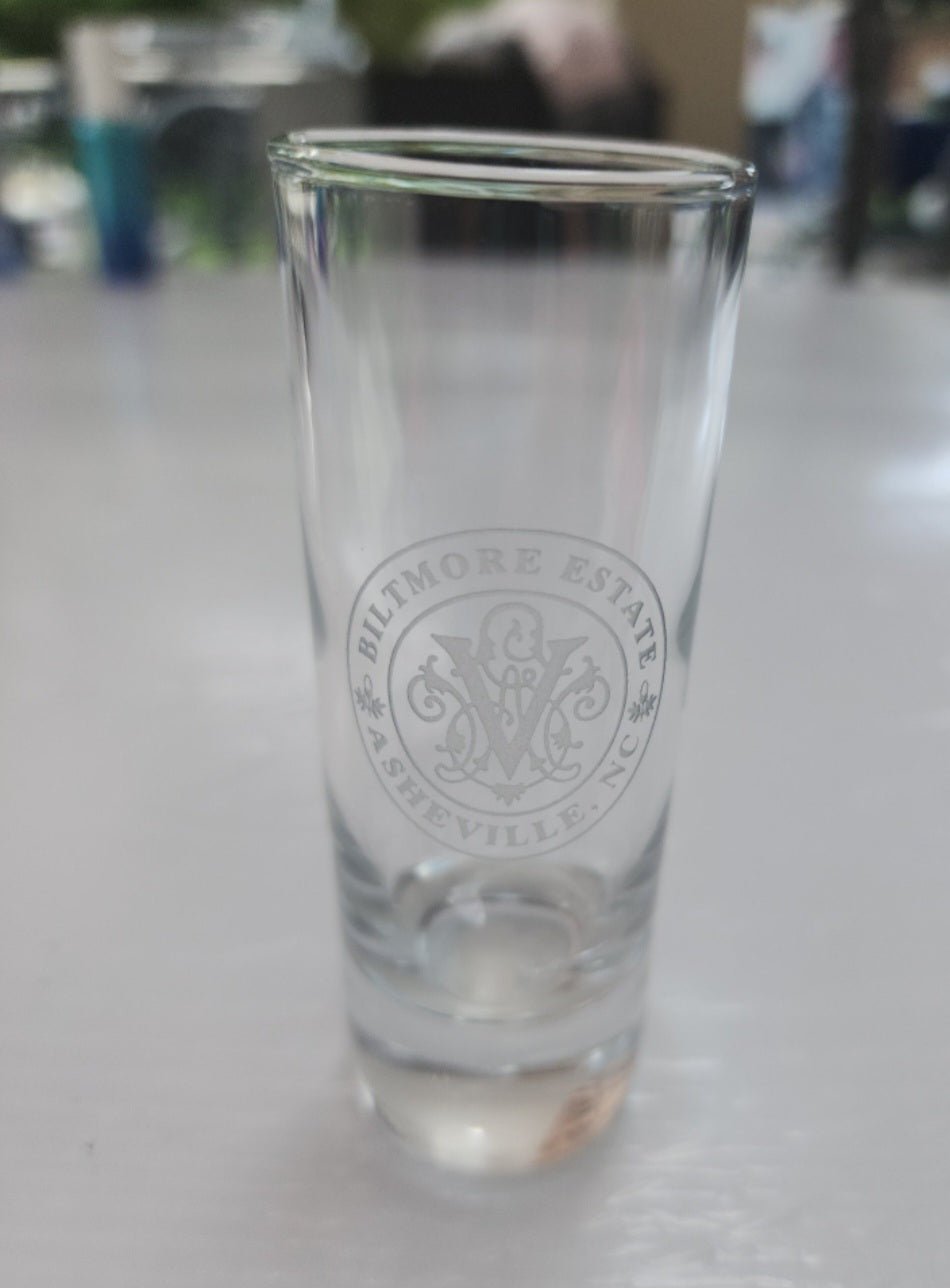 Biltimore Estate Ashville N.C. Clear Tall Shot Glass - I Bought a Yard Sale