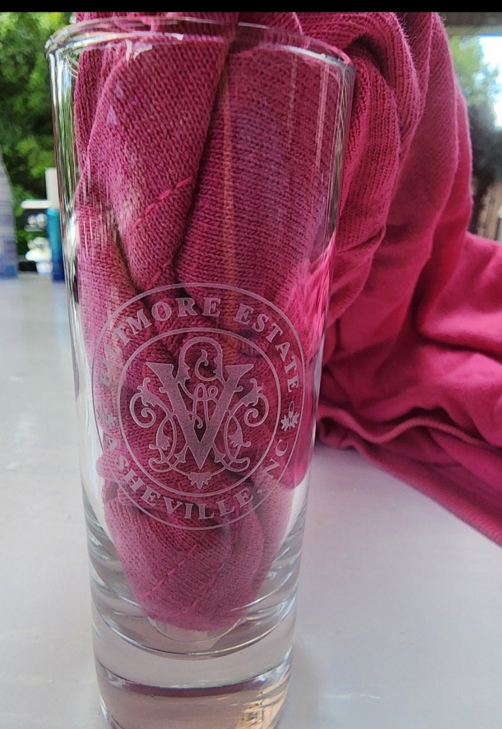 Biltimore Estate Ashville N.C. Clear Tall Shot Glass - I Bought a Yard Sale