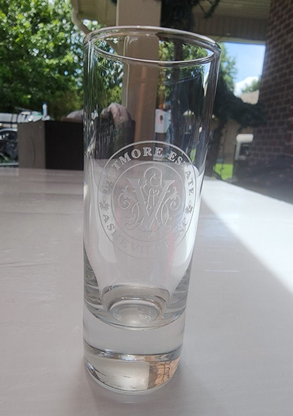 Biltimore Estate Ashville N.C. Clear Tall Shot Glass - I Bought a Yard Sale