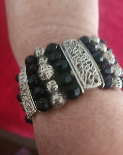 Black and Silver Cuff Bracelet - I Bought a Yard Sale