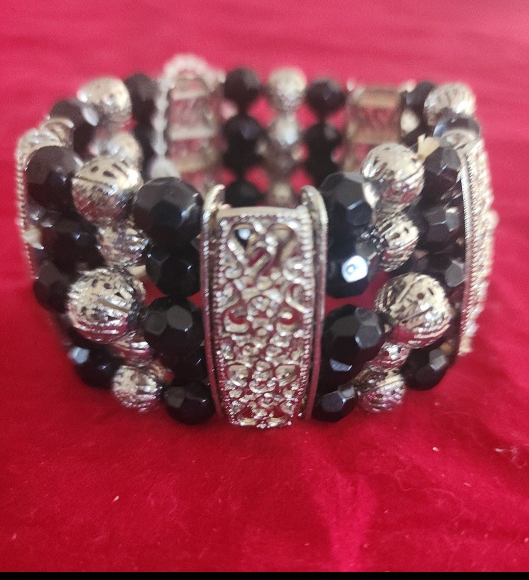 Black and Silver Cuff Bracelet - I Bought a Yard Sale