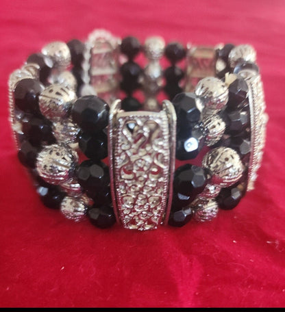 Black and Silver Cuff Bracelet - I Bought a Yard Sale