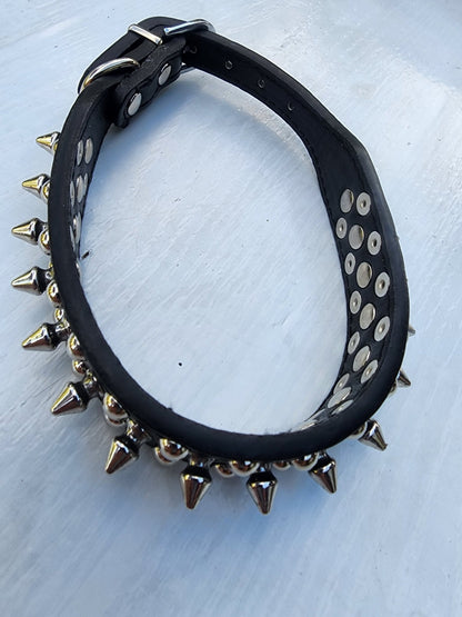 Black Beauty Triple Spike Pet Collar & Leash for Dog 16" long - I Bought a Yard Sale