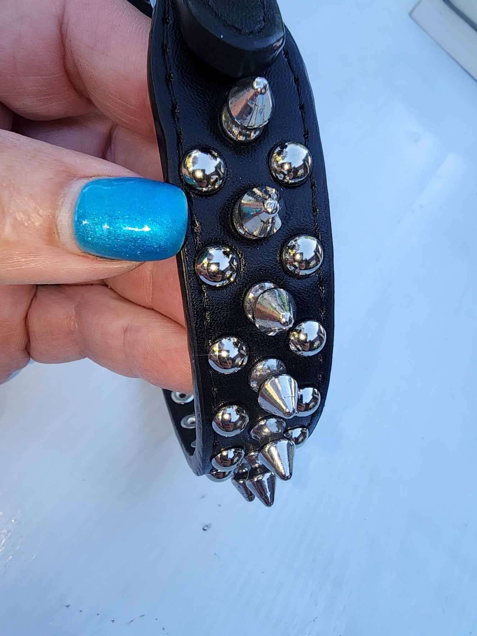 Black Beauty Triple Spike Pet Collar & Leash for Dog 16" long - I Bought a Yard Sale