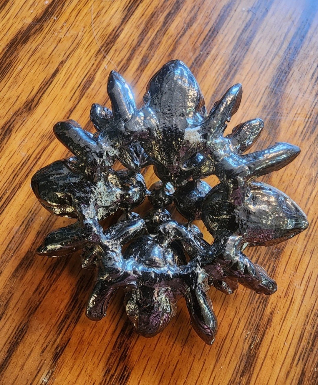 Black Faceted Beaded Brooch has no pin or clip but could be added to make a pin or hair clip. Very Elegant. - I Bought a Yard Sale