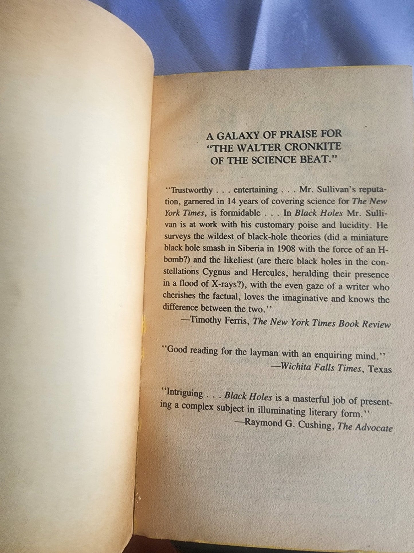 Black Holes, the Edge of Space, the End of Time Book by Walter Sullivan - I Bought a Yard Sale