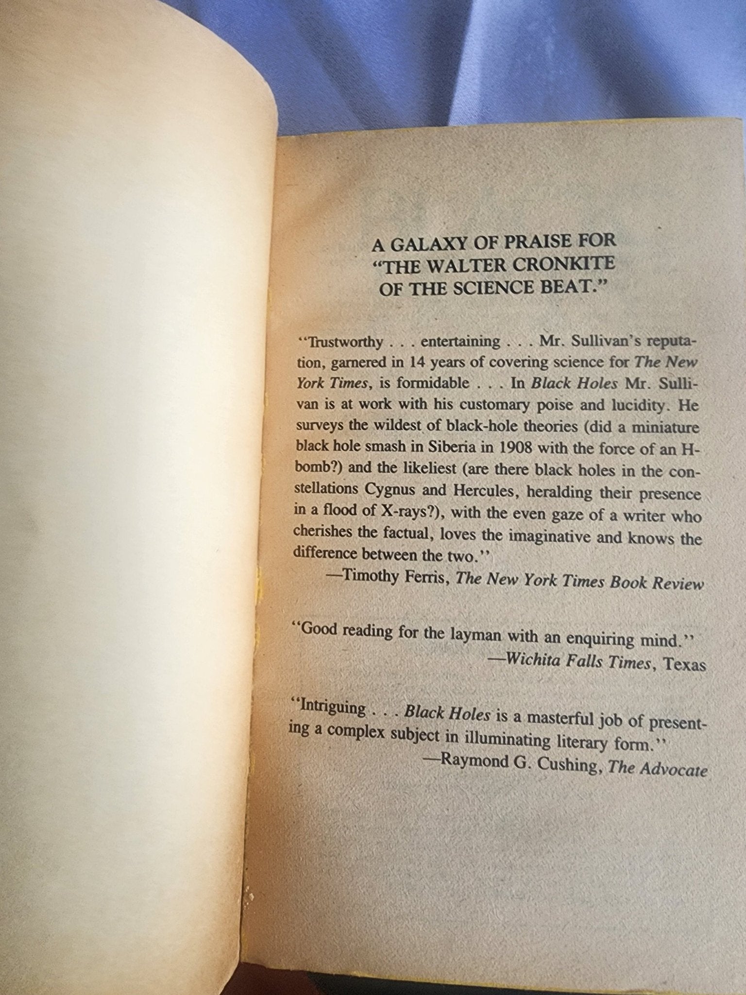 Black Holes, the Edge of Space, the End of Time Book by Walter Sullivan - I Bought a Yard Sale