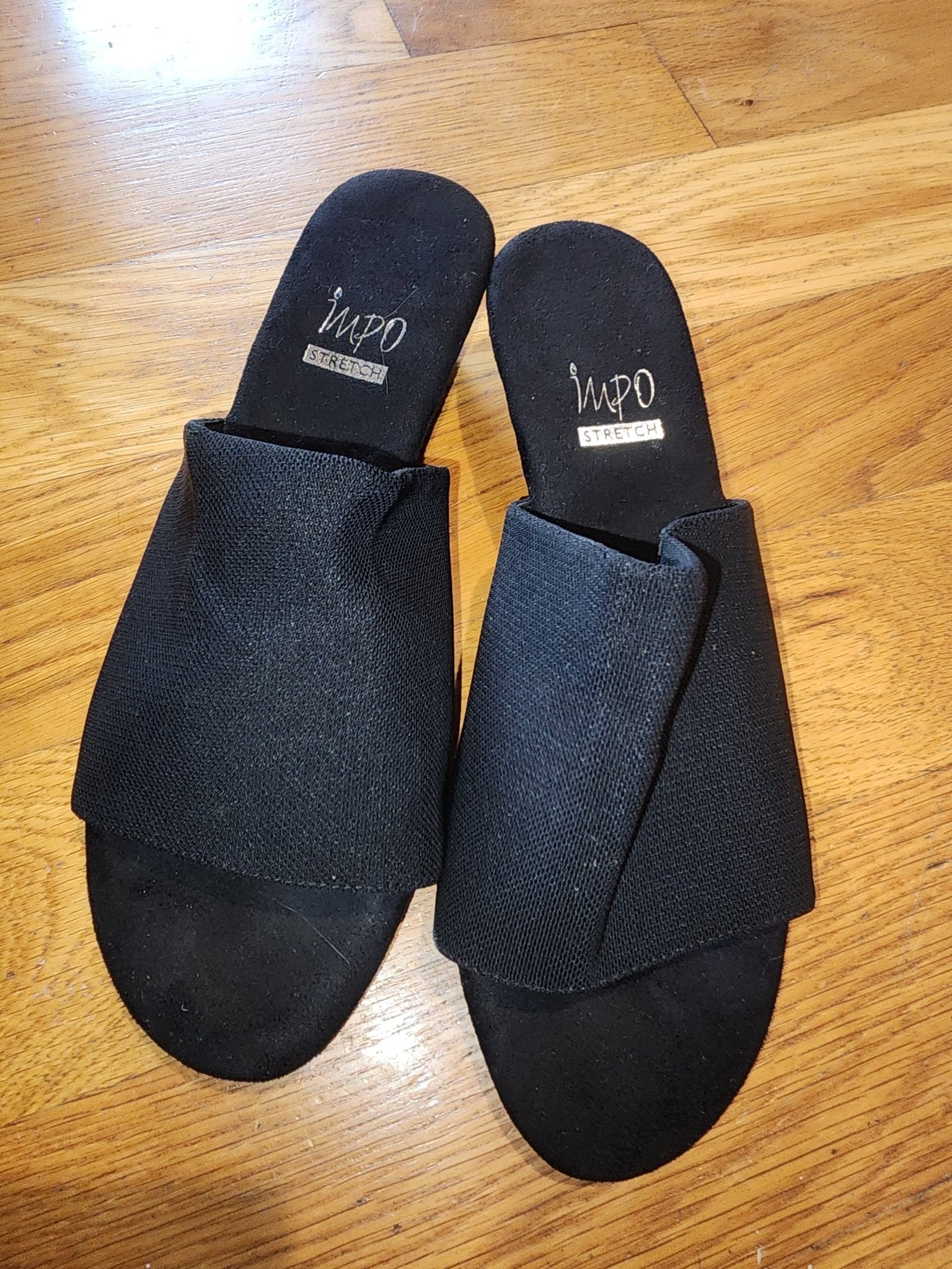 Black Impo Stretch Black Sandals Slip ons in very good condition - I Bought a Yard Sale