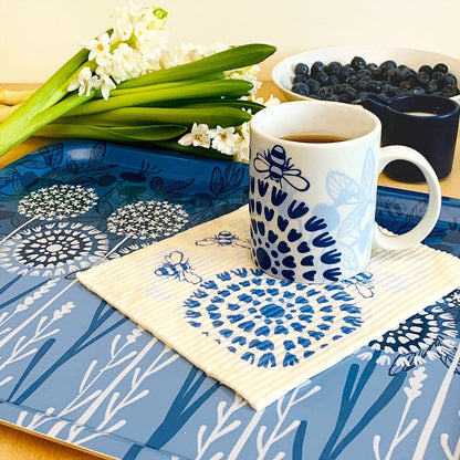 Bloom in Blue Tray | wood and melamine | 17" x 13" | Sweetgum - I Bought a Yard Sale