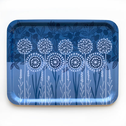 Bloom in Blue Tray | wood and melamine | 17" x 13" | Sweetgum - I Bought a Yard Sale