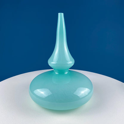 Blue Hand - Blown Glass Footed Vase. Large Goblet with Thumb Print Motif. Collectible Modern Glass. Home or Retail Decor. Interior Design Idea - I Bought a Yard Sale