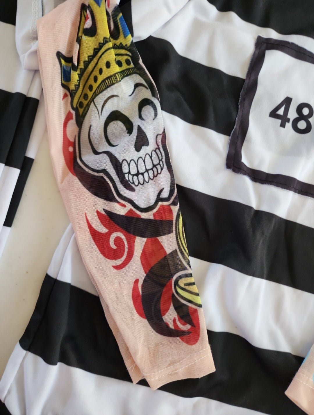 Boy's Prisoner Convict Tattoo Sleeves Child Size L 10 - 12 Halloween Costume - I Bought a Yard Sale