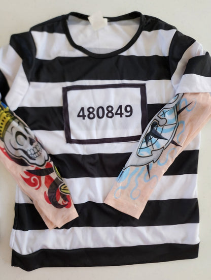 Boy's Prisoner Convict Tattoo Sleeves Child Size M Halloween Costume - I Bought a Yard Sale