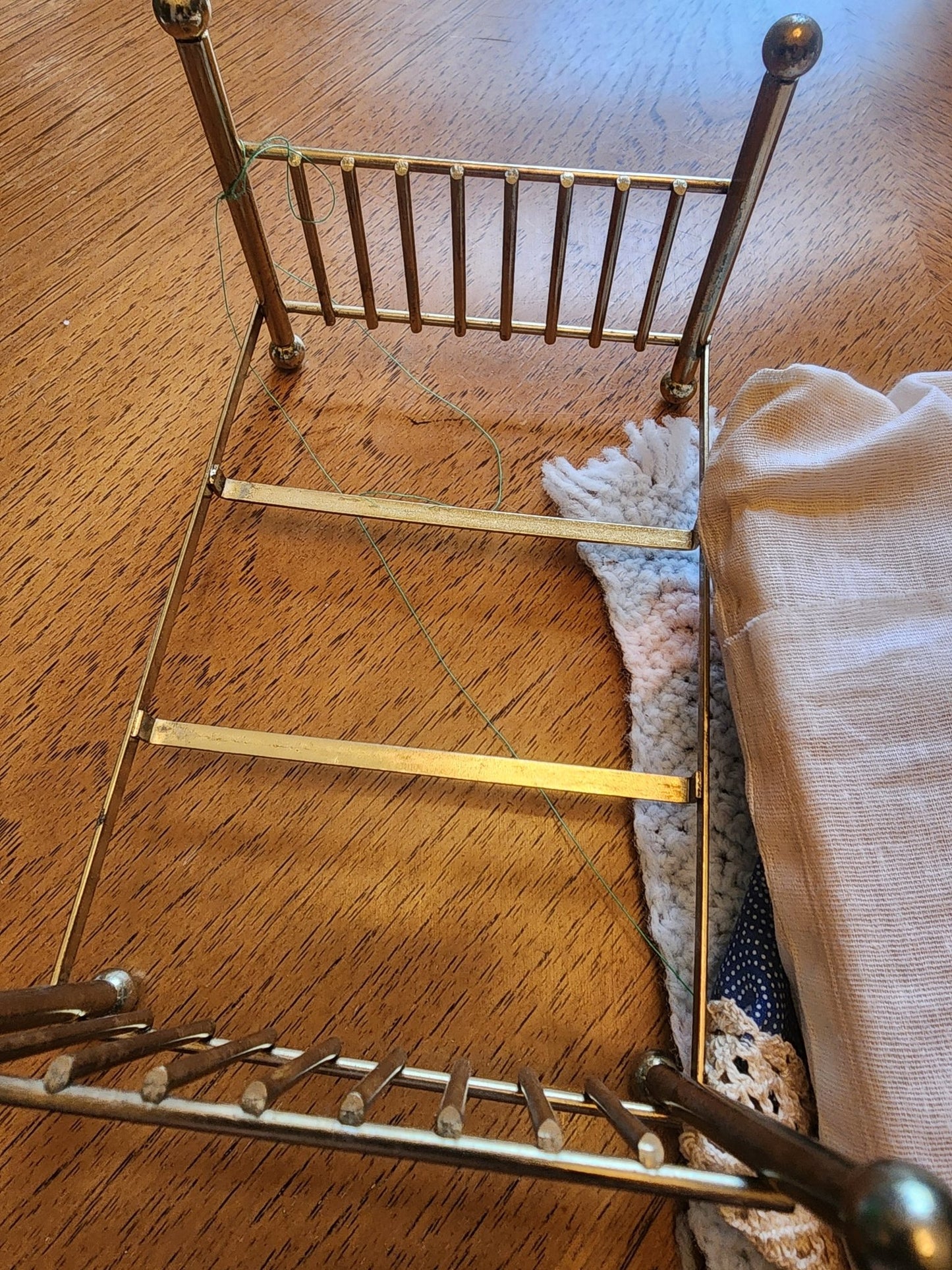 Brass Bed for Dollhouse includes, mattress, pillows and blankets. - I Bought a Yard Sale
