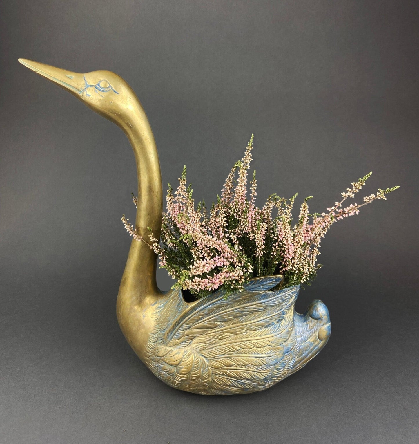 Brass Planter Shaped like Swan. Bird Shaped Herb Planter. Green House Decor. Window Sill Decor. - I Bought a Yard Sale