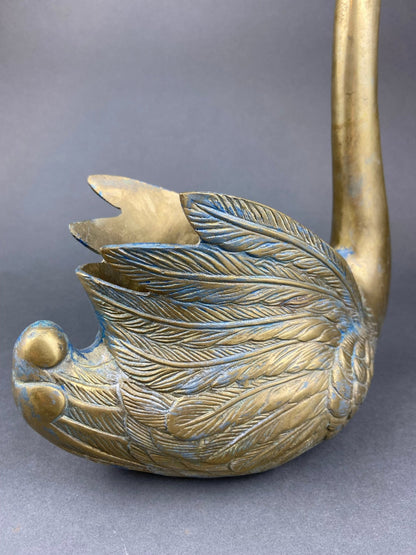 Brass Planter Shaped like Swan. Bird Shaped Herb Planter. Green House Decor. Window Sill Decor. - I Bought a Yard Sale
