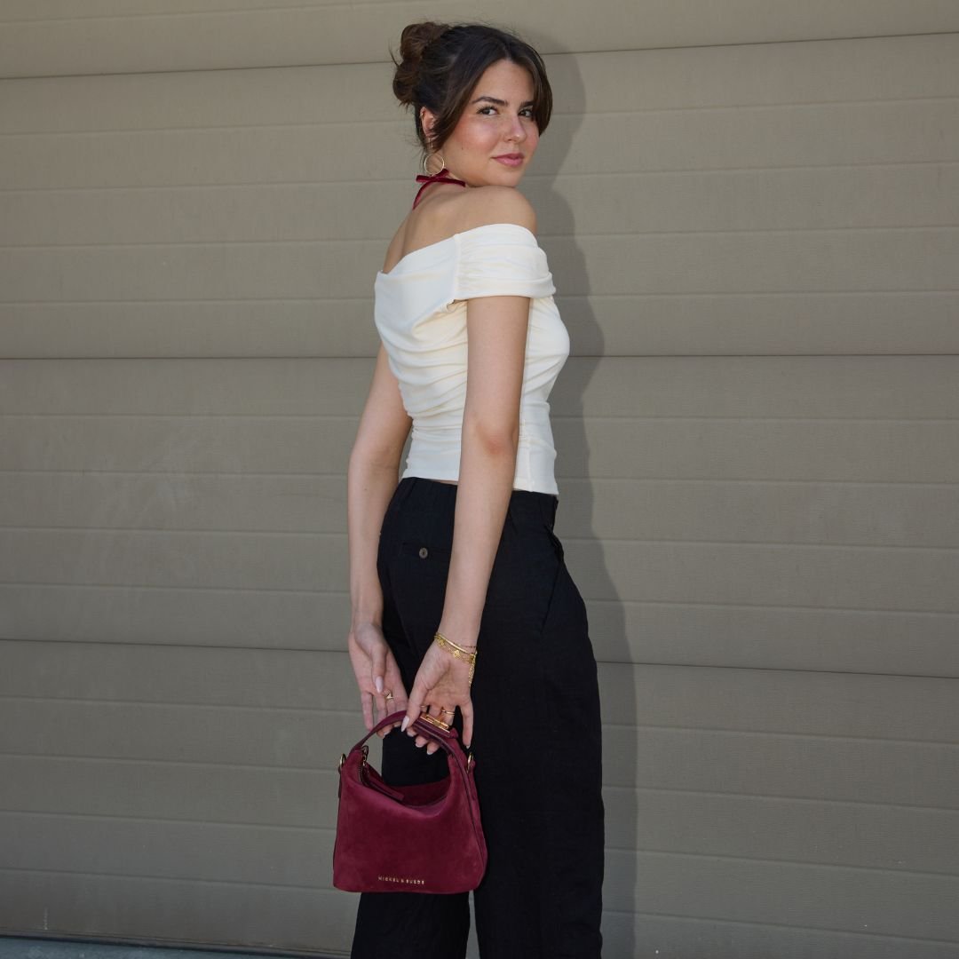 Brigitte Suede Mini Bag in Sangria - I Bought a Yard Sale