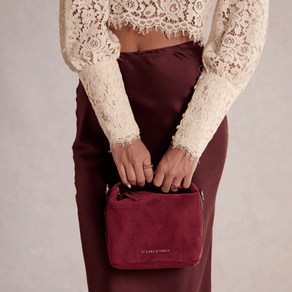 Brigitte Suede Mini Bag in Sangria - I Bought a Yard Sale