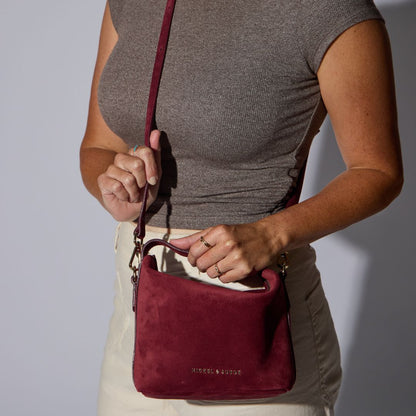 Brigitte Suede Mini Bag in Sangria - I Bought a Yard Sale