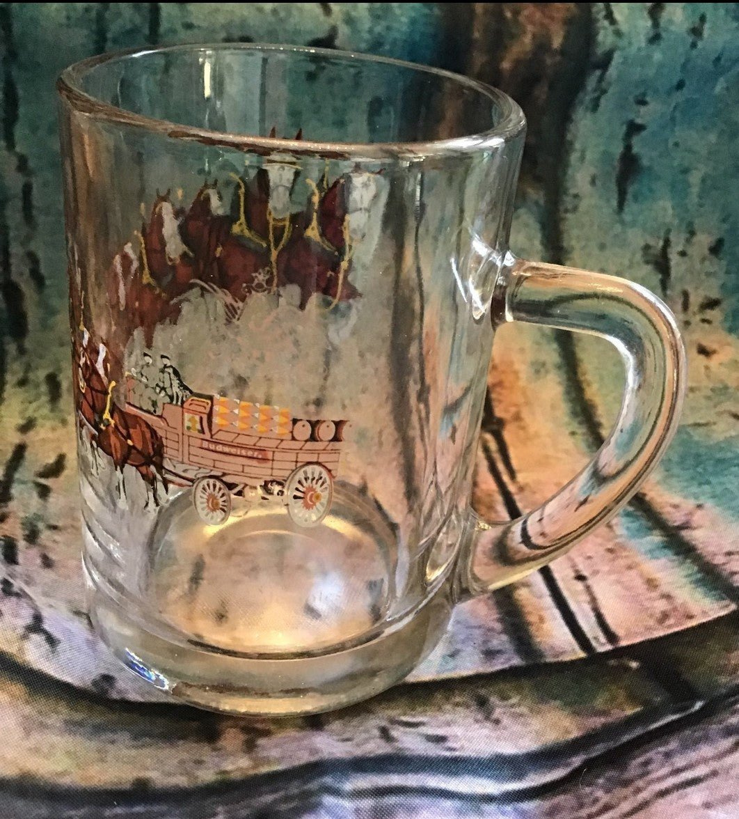 Budweiser Clydesdale Horses Clear Glass Mug - I Bought a Yard Sale