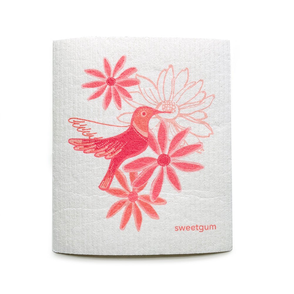 Bundle of 3 Swedish Dishcloths | Pink Flowers & Hummingbird - I Bought a Yard Sale