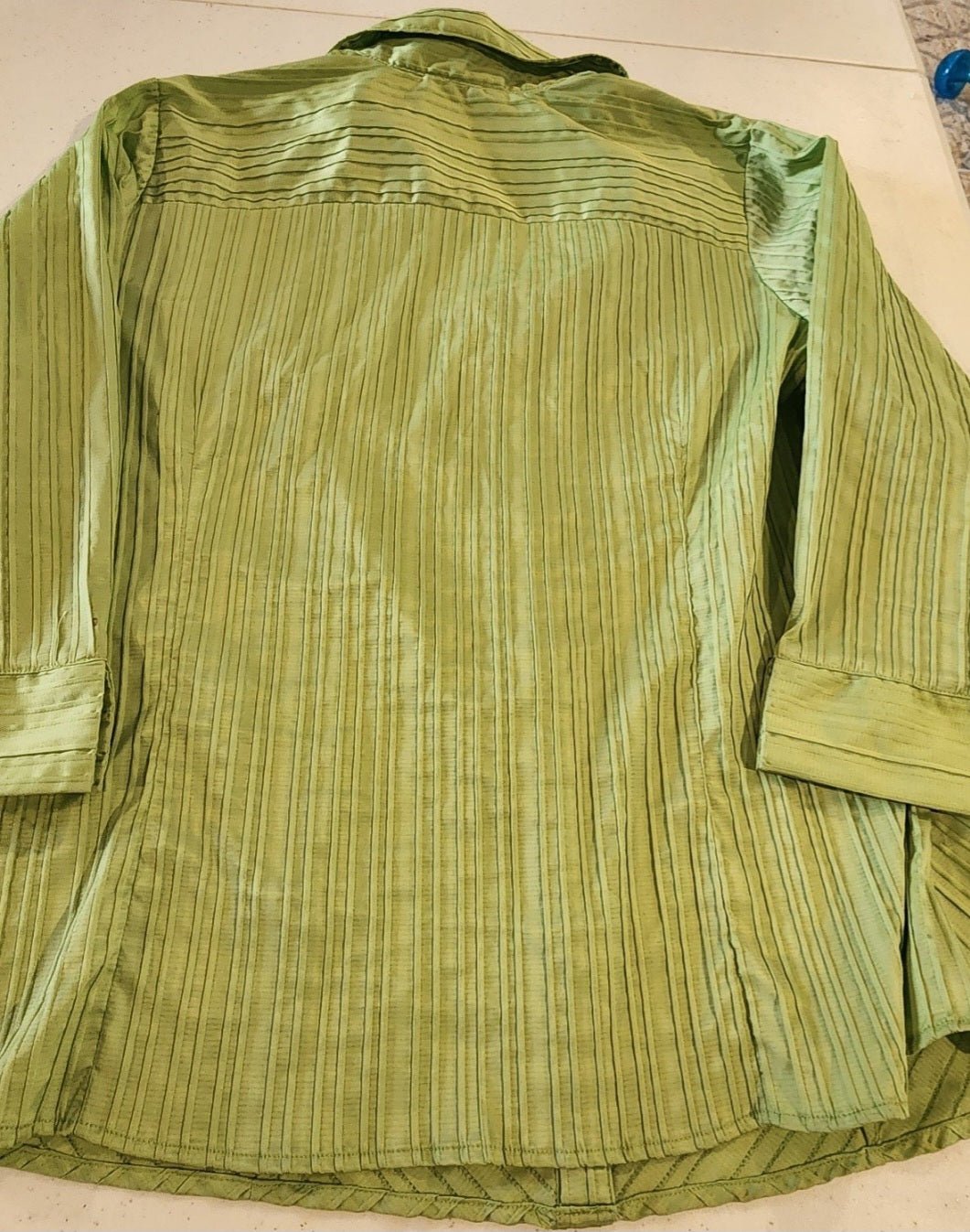 Button Down Blouse for Women Long Sleeve Lime Green Print 18/20 - I Bought a Yard Sale