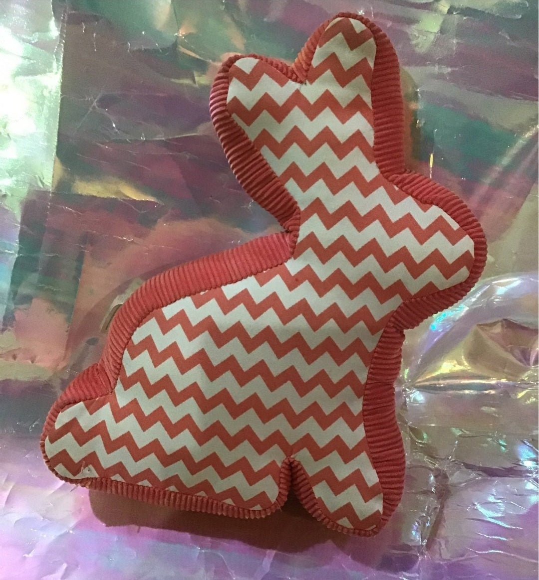 Chevron rabbit Pillow by The petting Zoo, Perfect for Easter Pink and white - I Bought a Yard Sale