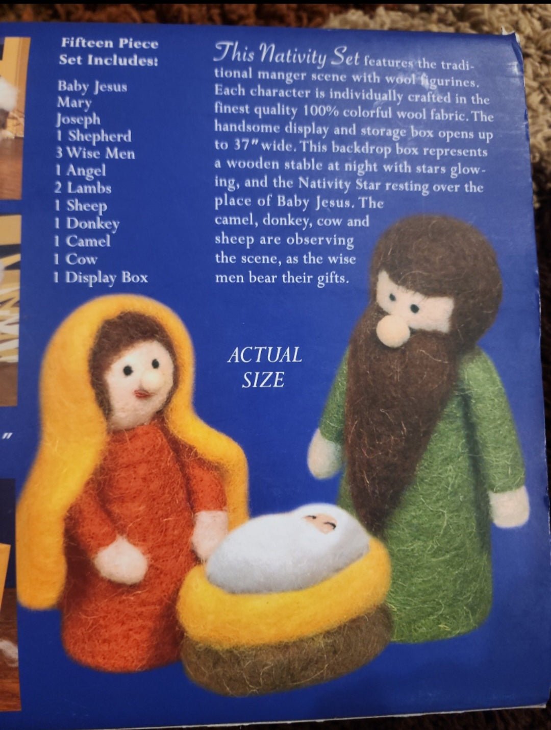 Christmas Handcrafted 15 Piece Wool Nativity Set, Vintage Nativity - I Bought a Yard Sale