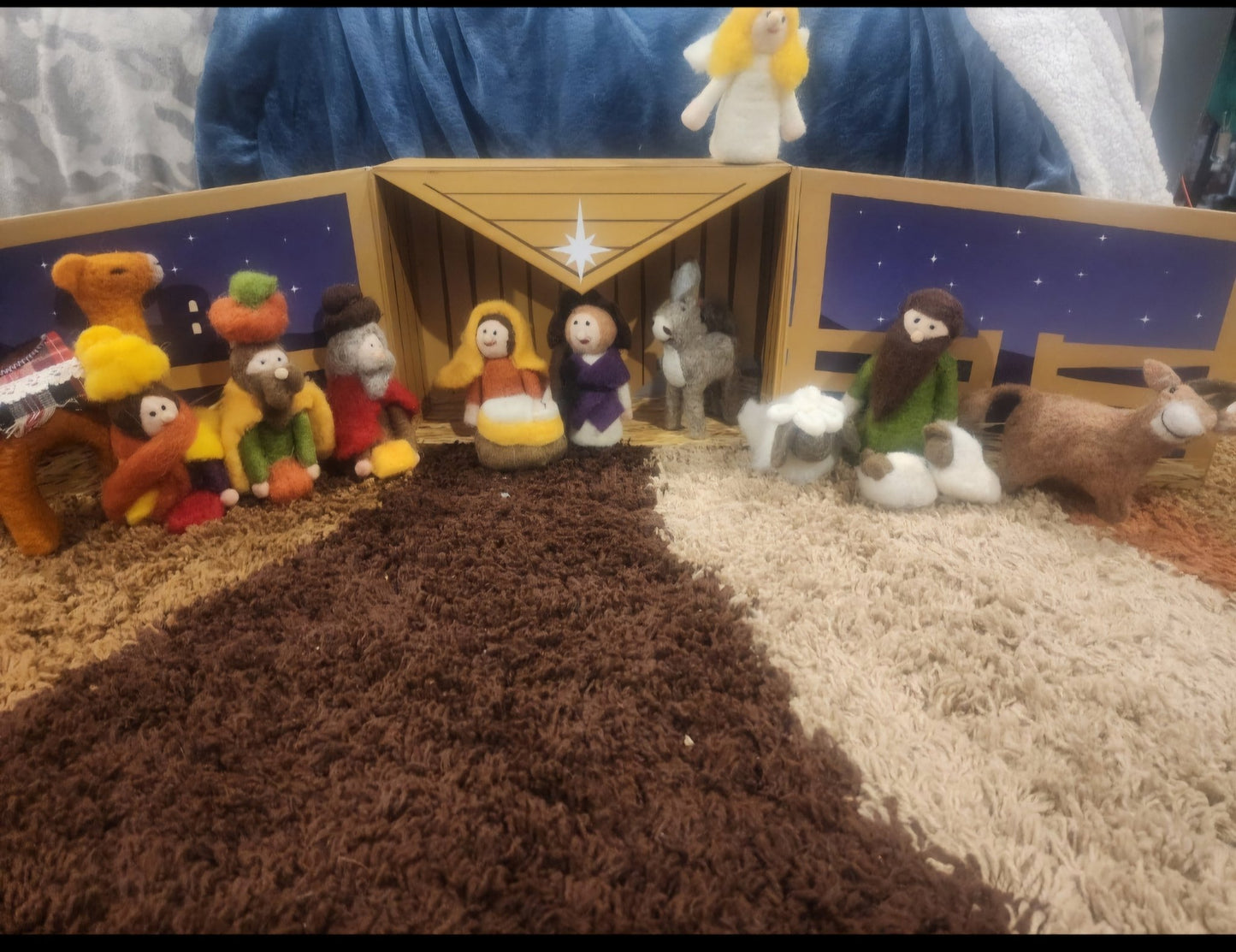 Christmas Handcrafted 15 Piece Wool Nativity Set, Vintage Nativity - I Bought a Yard Sale