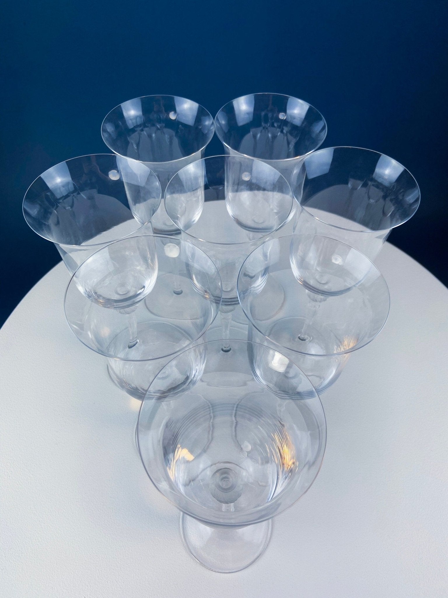 Clear Crystal Wine or Water Goblets with Frosted Leaf Ball on the Stems. Stunning Sasaki Isabelle 9" Glassware. Long Ping. Set Of 10. - I Bought a Yard Sale