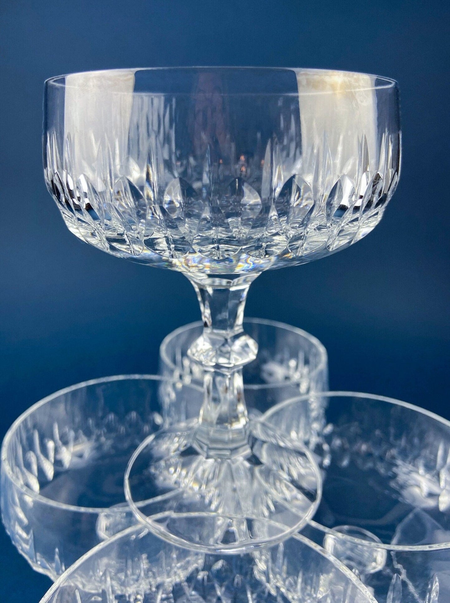 Clear Crystal Wine or Water Goblets with Frosted Leaf Ball on the Stems. Stunning Sasaki Isabelle 9" Glassware. Long Ping. Set Of 10. - I Bought a Yard Sale