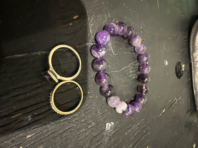 Coach White Leather Large Wristlet, Coach ring and Amethyst bracelet - I Bought a Yard Sale