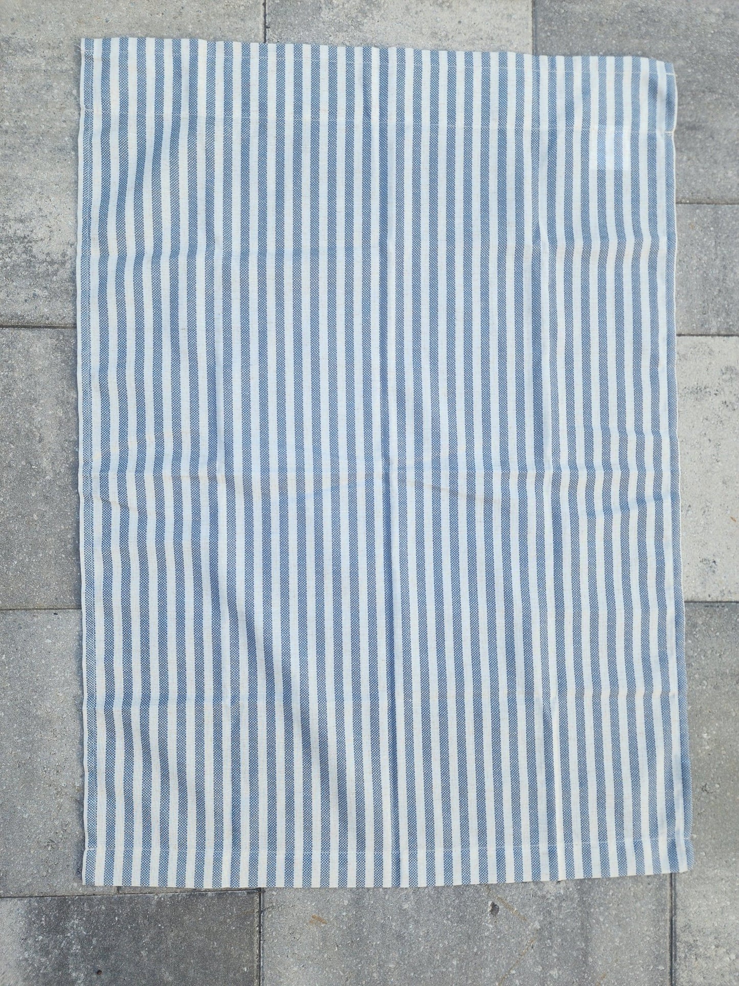 Coastal or Farmhouse Blue & cream Striped Curtains - Short Panels (Set of 2) - I Bought a Yard Sale