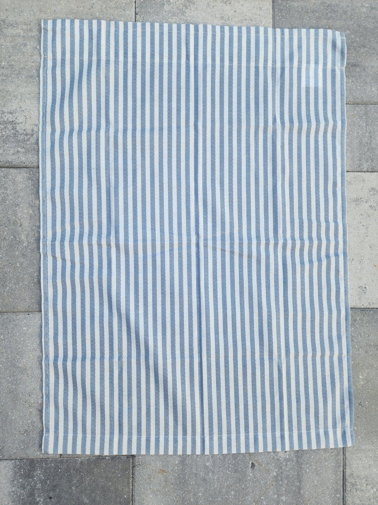 Coastal or Farmhouse Blue & cream Striped Curtains - Short Panels (Set of 2) - I Bought a Yard Sale