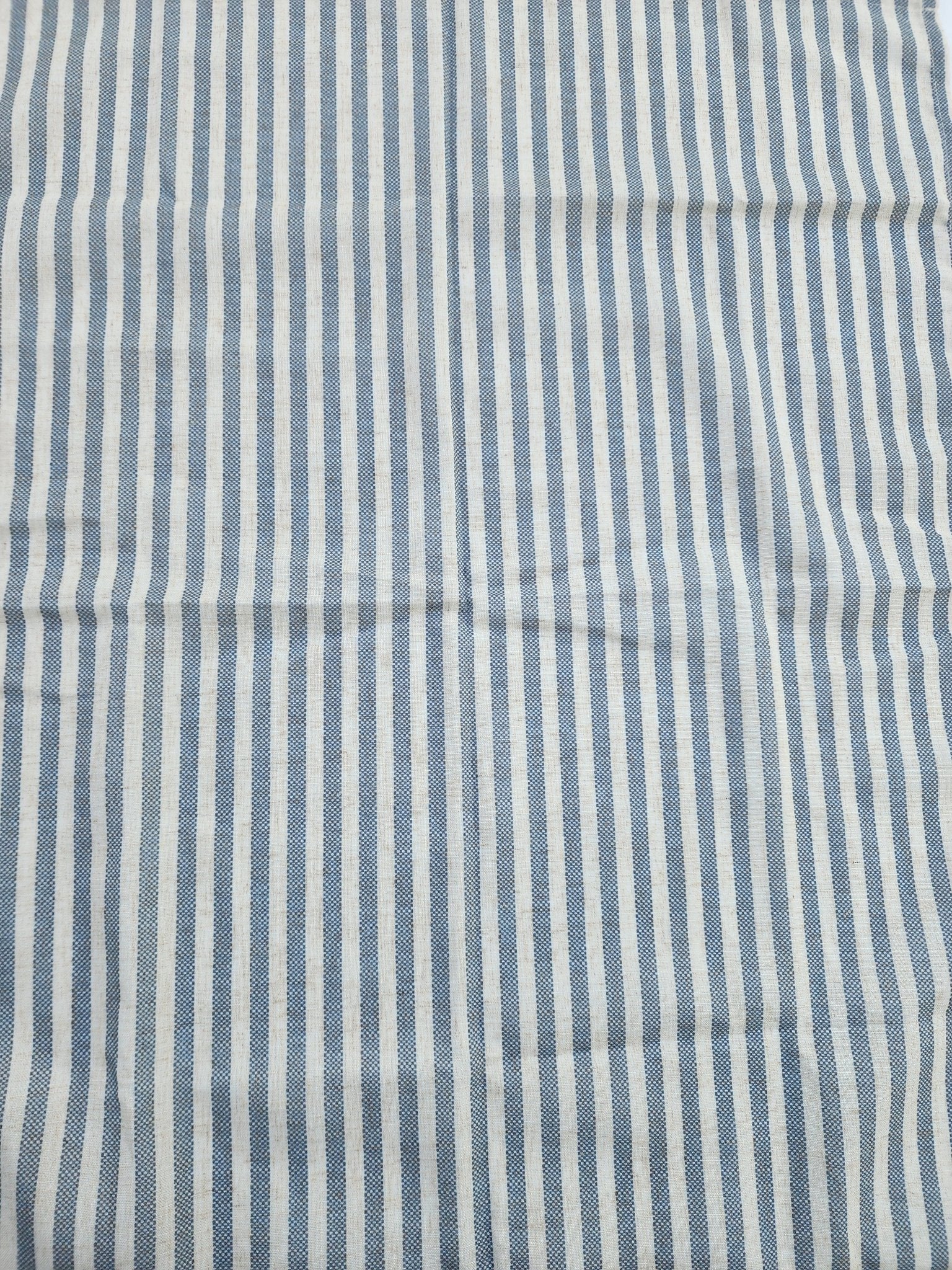 Coastal or Farmhouse Blue & cream Striped Curtains - Short Panels (Set of 2) - I Bought a Yard Sale