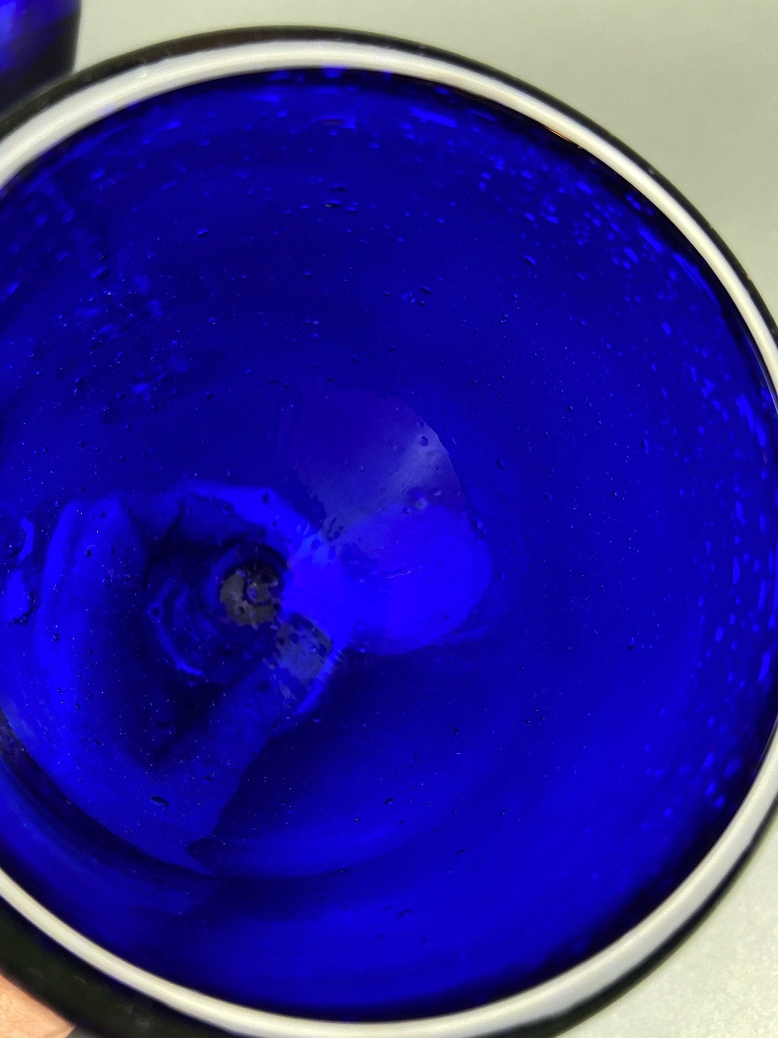 Cobalt Blue Hand Blown Stemware. Set of Six Heavy Spanish/Mexican Style Stemed Glasses. Primitive Drinkware. Stylish Barware. - I Bought a Yard Sale