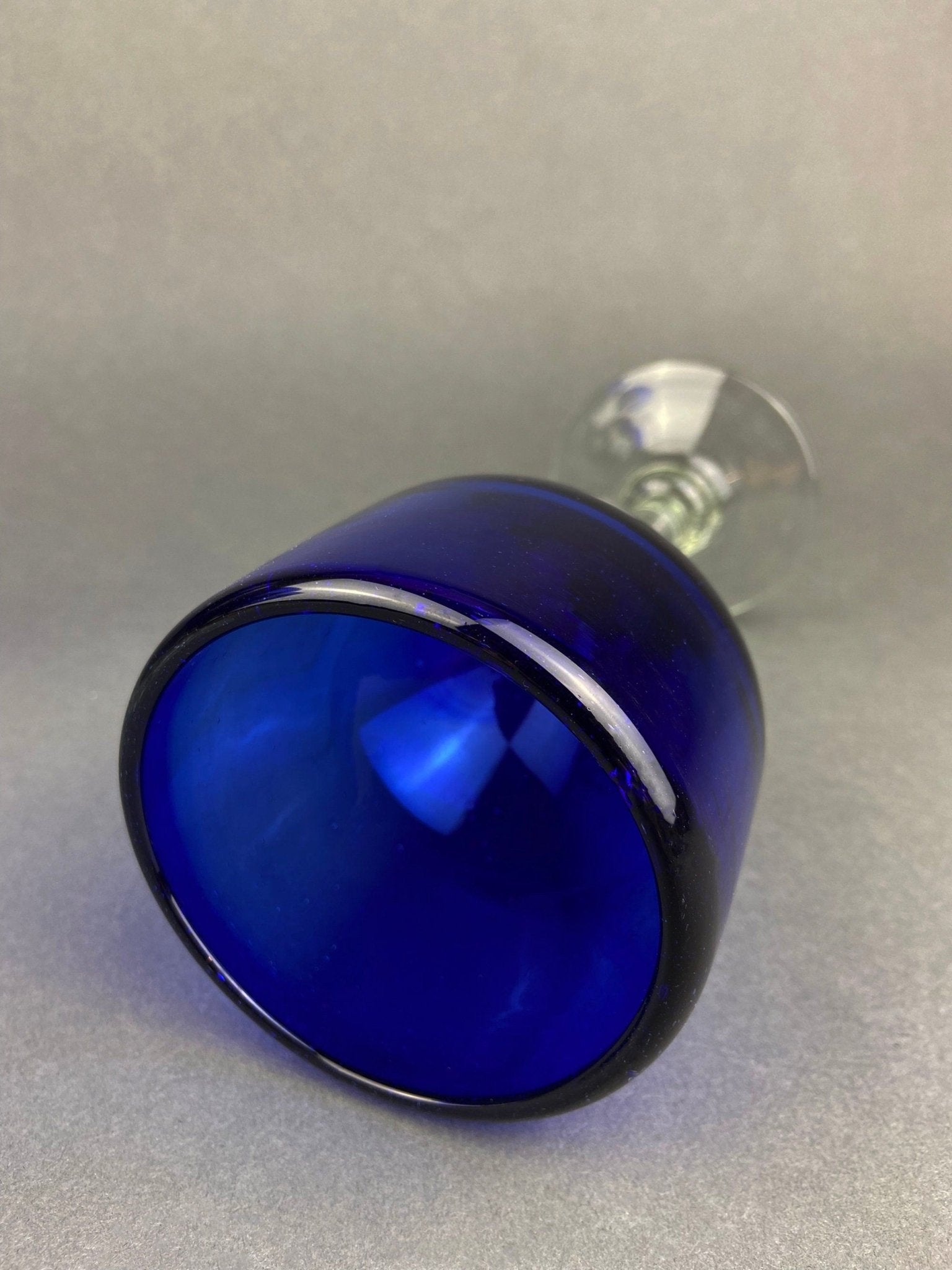 Cobalt Blue Hand Blown Stemware. Set of Six Heavy Spanish/Mexican Style Stemed Glasses. Primitive Drinkware. Stylish Barware. - I Bought a Yard Sale