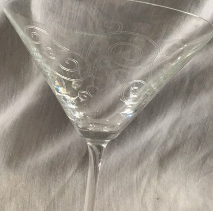Cocktail Glasses with etched Swirls - I Bought a Yard Sale