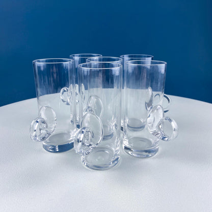 Coffee Tea Hand Blown Cups for Juice Punch Espresso Matcha or Irish Coffee. Set of 6. Loop Handles. Modern Glassware. Dining Room Decor. - I Bought a Yard Sale