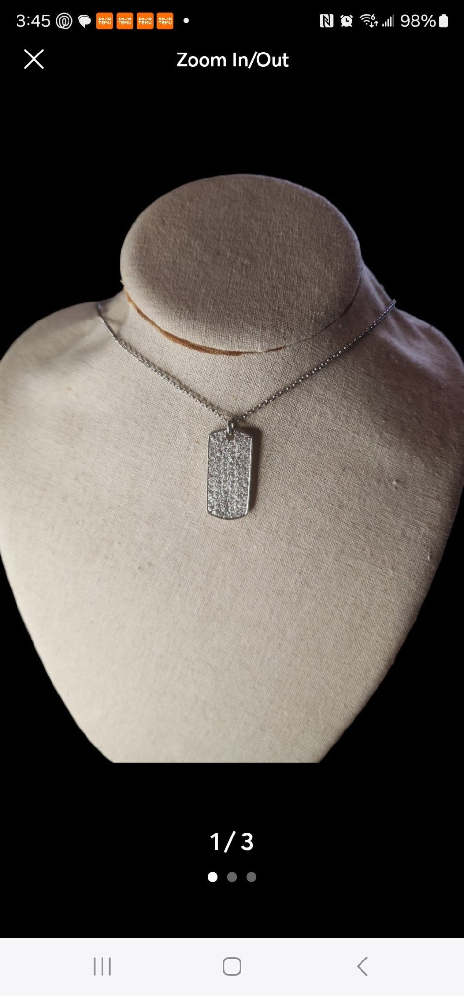 Cookie Lee silver tone Crystal Dog Tag necklace - I Bought a Yard Sale