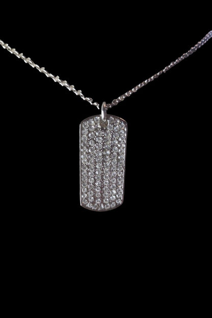 Cookie Lee silver tone Crystal Dog Tag necklace - I Bought a Yard Sale